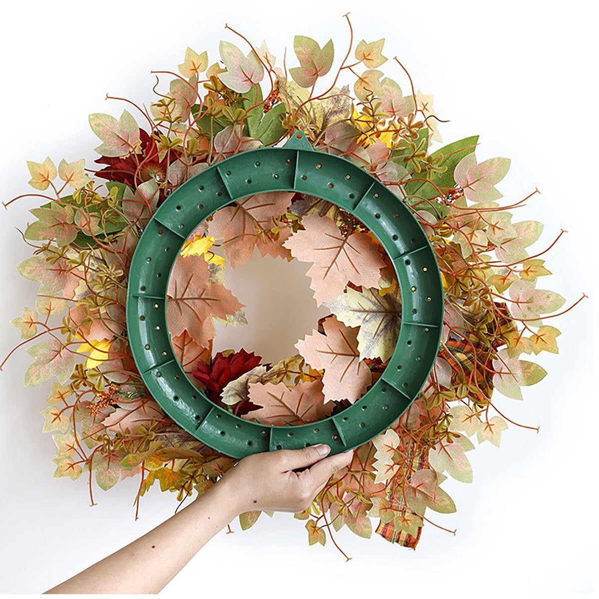Autumn Wreath 14 Inch Fall Decor for Home Front Door with Artificial Maple Leaf Pumpkin Berry Pinecone Harvest Thanksgiving Halloween Farmhouse Seasonal Decorations Indoor Outdoor,