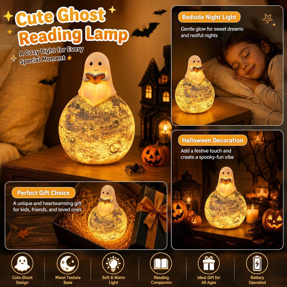 BZPIZ Witch Hat Lamp Handcrafted Retro Resin Stained Witch Hat Desk Lamp Halloween Home Decor Gothic Wizard Hats Night Light for Bedroom & Bookshelf