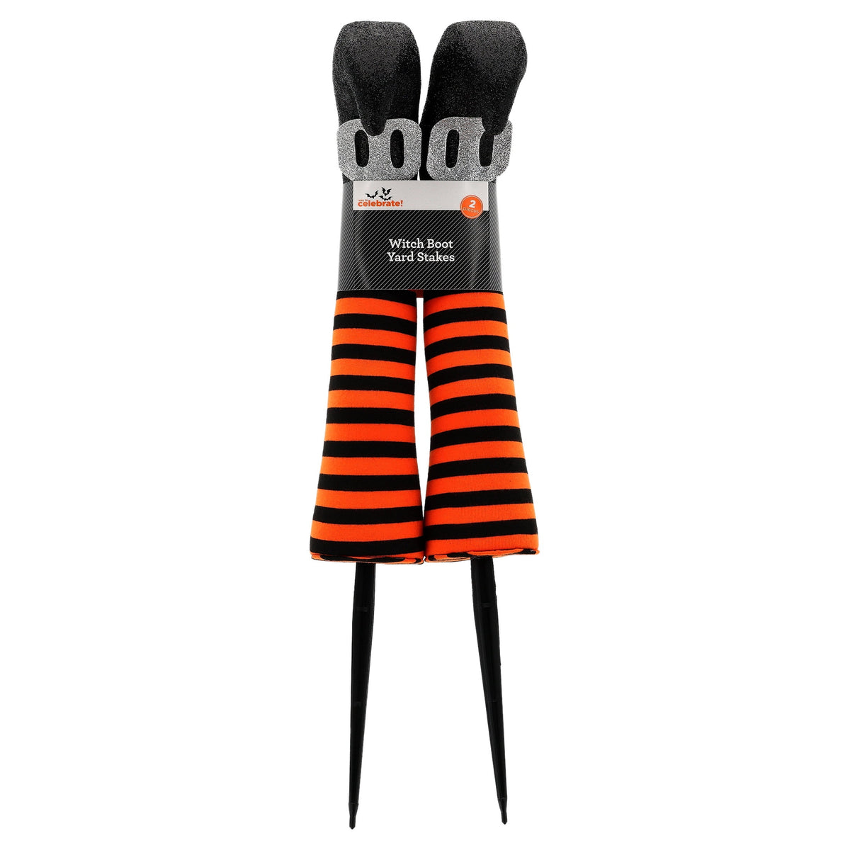 Witch's Boots Yard Stake Outdoor Decorations, Orange and Black, 18.1", 2 Count, Halloween by Way To Celebrate