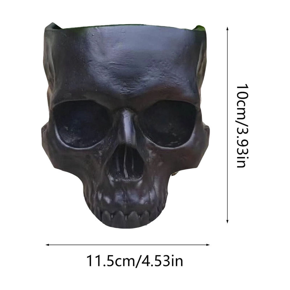 AuroraX Halloween Skeleton Head Plantser Halloween Resin Skull Flower Pot Indoor Spooky Cactus Candy Halloween Desk Decoration Black