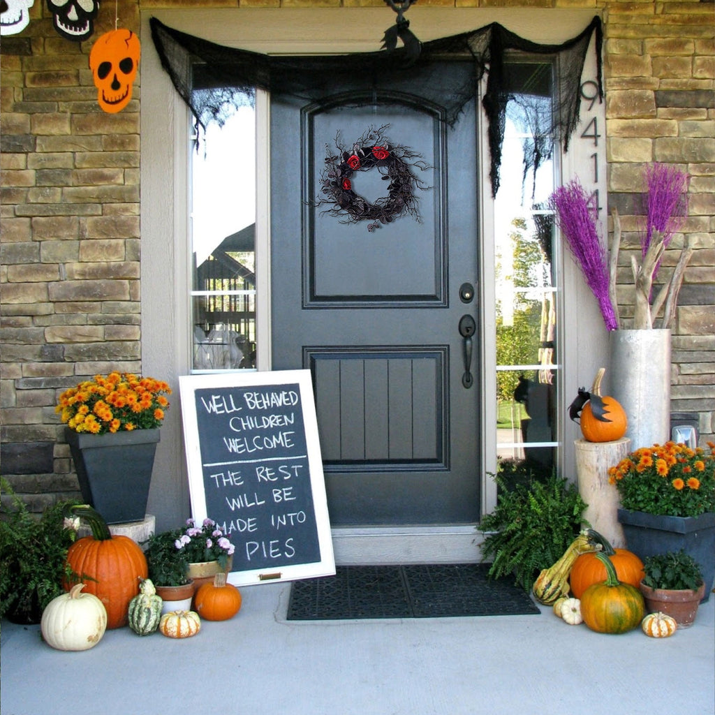 sruoe Halloween Decor, Halloween Decoration Indoor, Artificial Wreaths, Halloween Decoration Outdoor, Halloween Decoration, Halloween Wreath with LED, HHalloween Wreath for Home, Window Decor