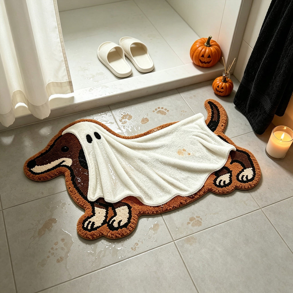 Halloween Decor White Ghost Rug 24x16 inches, Handmade Tufted Fluffy Aesthetic Area Rugs, Cute Soft Cool Non Slip Floor Carpet Bath mat, Living Room, Bathroom, playroom, Kitchen