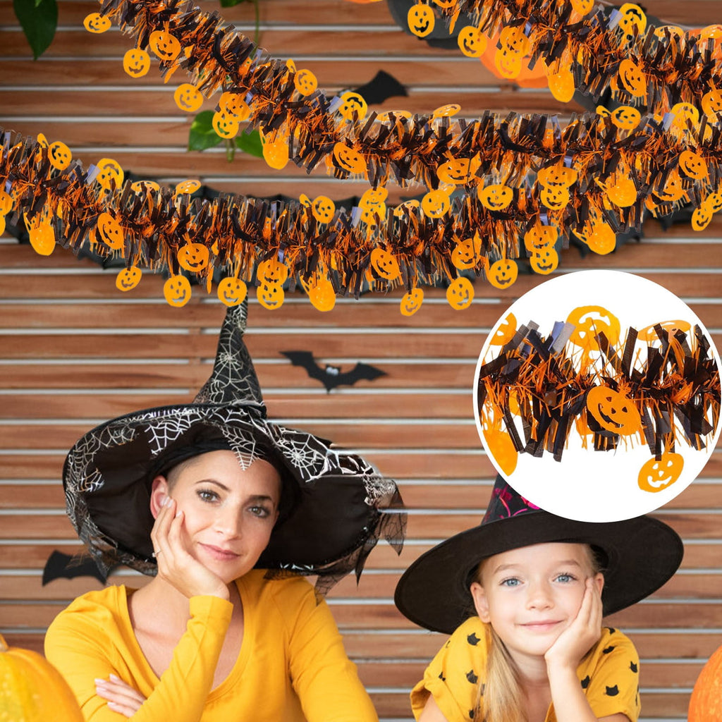 Halloween Artificial Maple Leaf Pumpkin Vine with LED Lights 67-71 Inch Lighted Fall Foliage Garland for Home Halloween Holiday Party Decor