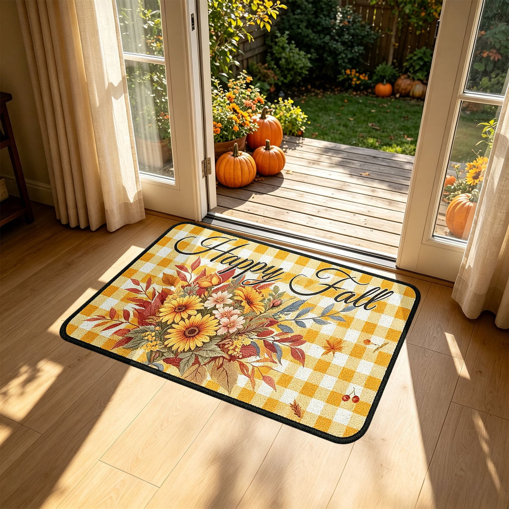 Yhmxh Fall Pumpkin Decorative Door Mat, Autumn Harvest Welcome Entryway Rug, Non‑Slip Absorbent Front Doormat, Seasonal Floor Mat for Indoor Outdoor Halloween Home Decoration 15.7x23.6 Inch