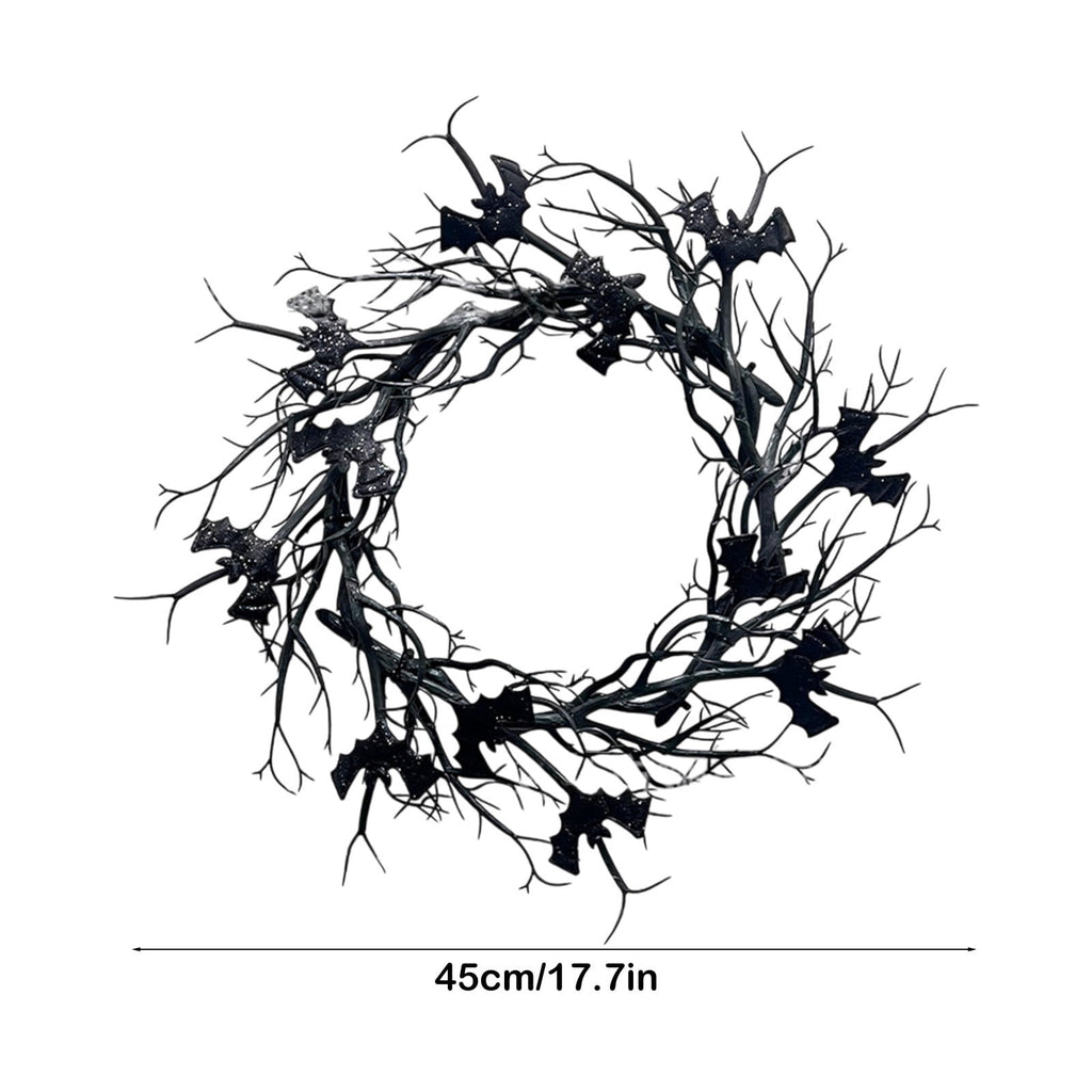 Halloween Wreath, Black Twig Wreath for Front Door, Artificial Spooky Branch Decor for Indoor Outdoor Home Party, Wall Hanging Ornament