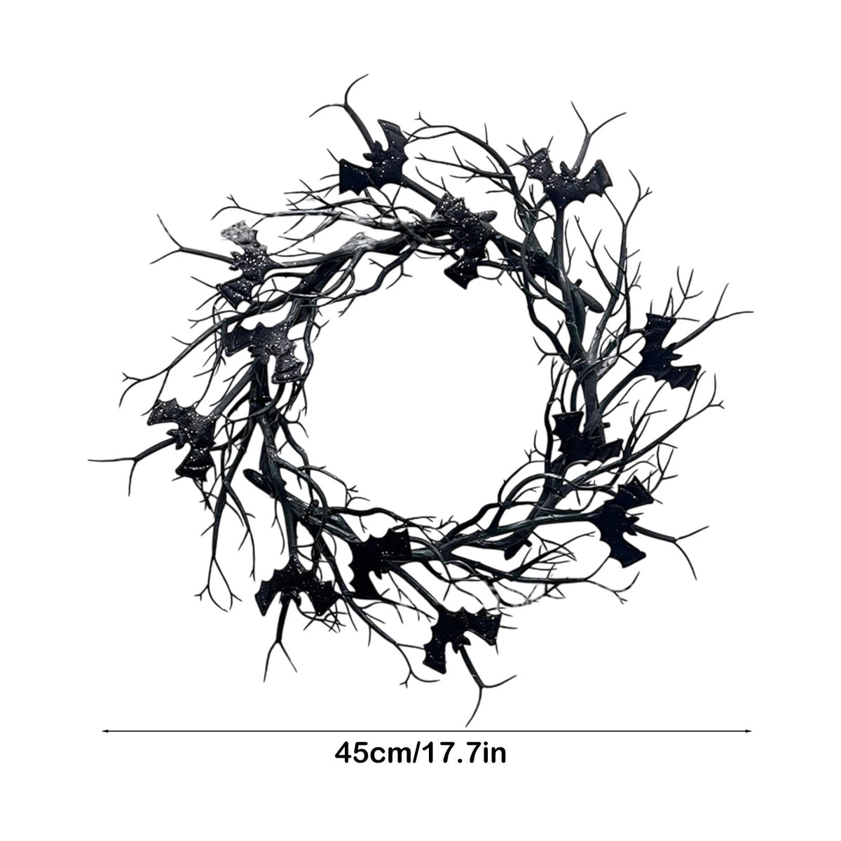 Halloween Wreath, Black Twig Wreath for Front Door, Artificial Spooky Branch Decor for Indoor Outdoor Home Party, Wall Hanging Ornament