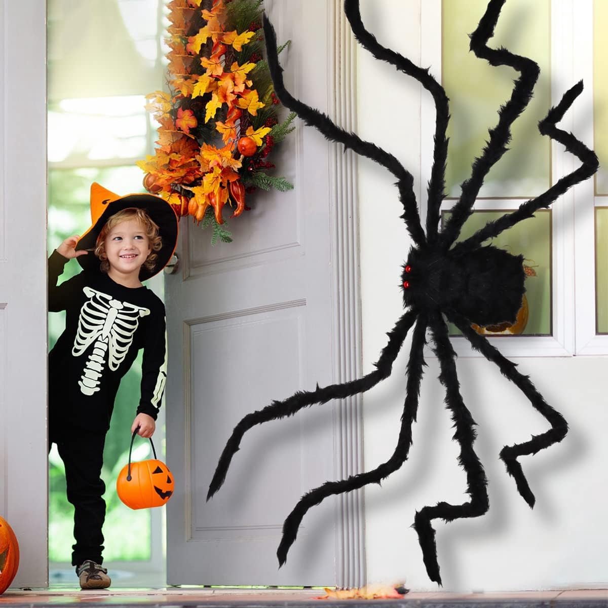 Ayieyill 79 In Giant Spider Halloween Decorations Outdoor, Scary Large Spider for Halloween Yard Decorations, Haunted House Props, 1pc