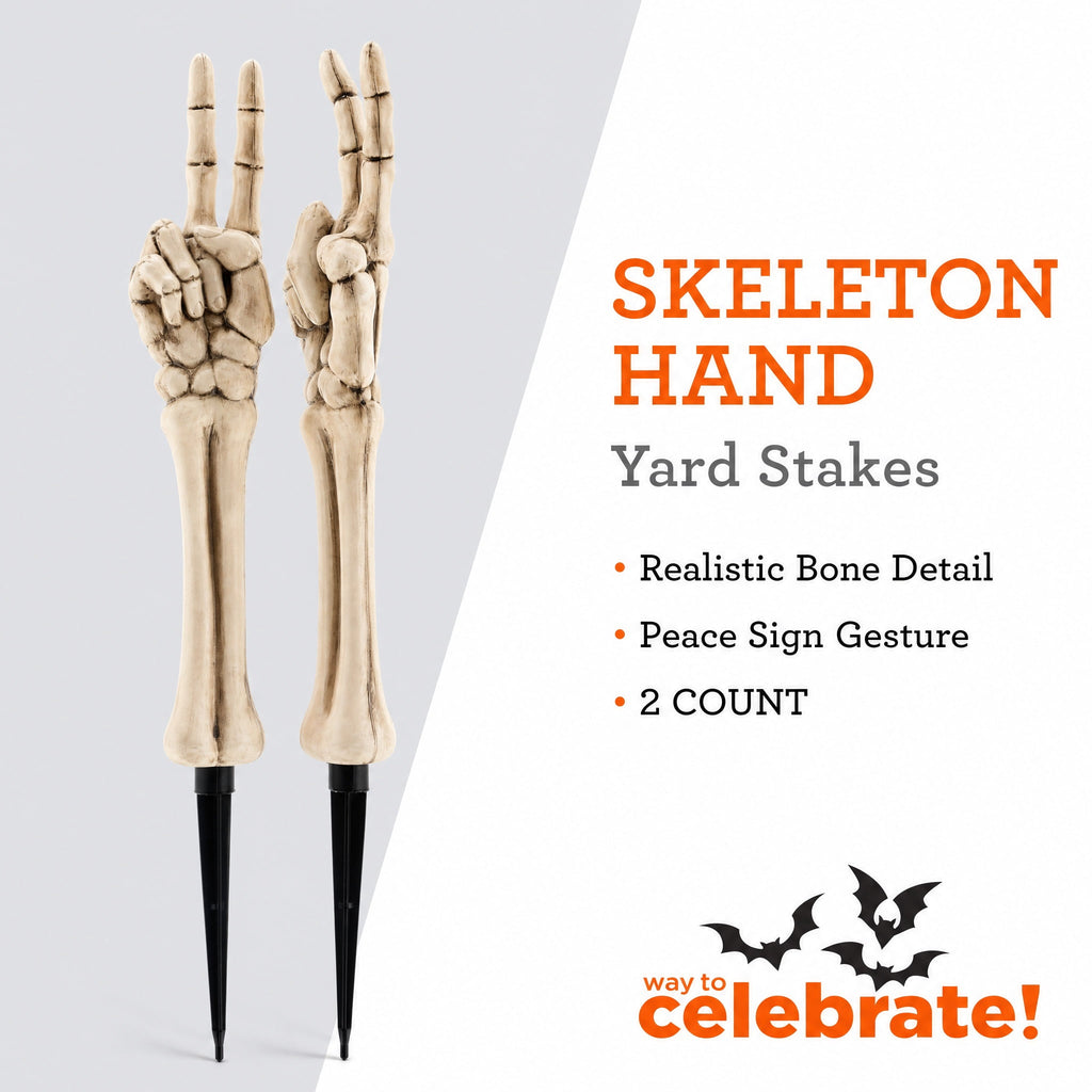 Skeleton Hand Yard Stakes Outdoor Decoration, White, 18.1", 2 Count, Halloween by Way To Celebrate