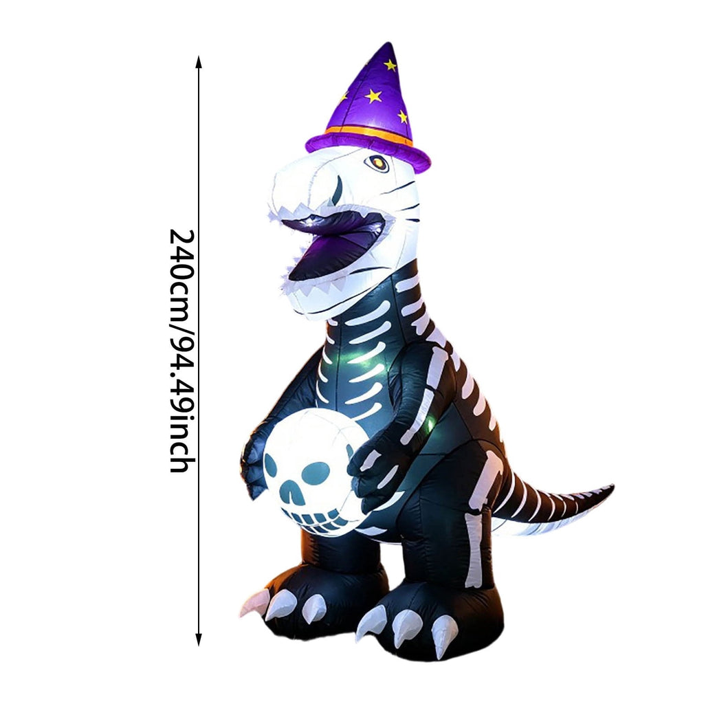 Hvmvliv 7.8ft Outdoor Halloween Inflatable Decoration with Ground Stakes Creepy Inflatable Dinosaur for Outdoor Courtyard Party Scene Layout Black