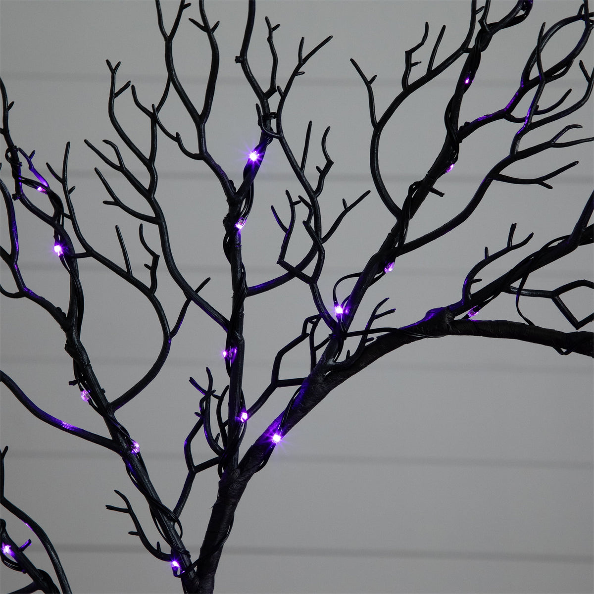 Nearly Natural 23in. Pre-Lit Halloween Black Fall Wreath with 60 Orange and Purple LED Lights