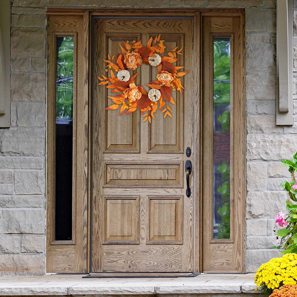 YIKA Halloween Decoration Fall Peony And Pumpkin Wreath Colorful Decorative Garland Home Decoration And Ornaments Suitable For Decoration In Multiple Scenarios F3Halloween Yard Decor