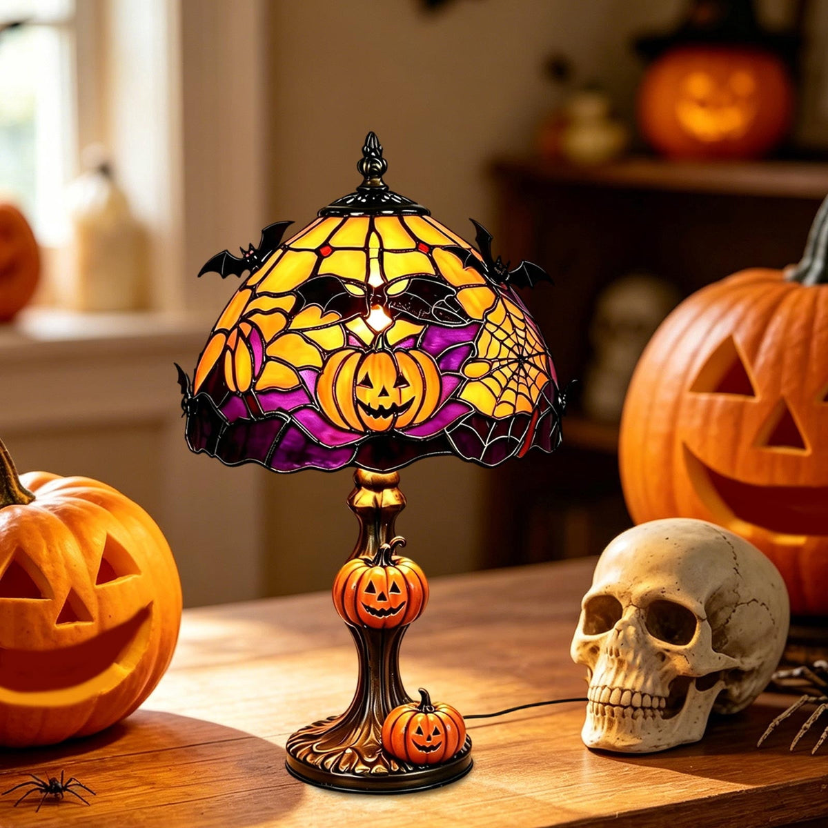 Diceymbol 11.81 Inch Halloween Ghost Night Light, Witch Hat Ghost Lamp with Jack O Lantern, Halloween Decorations Indoor for Table Mantel Party Decor