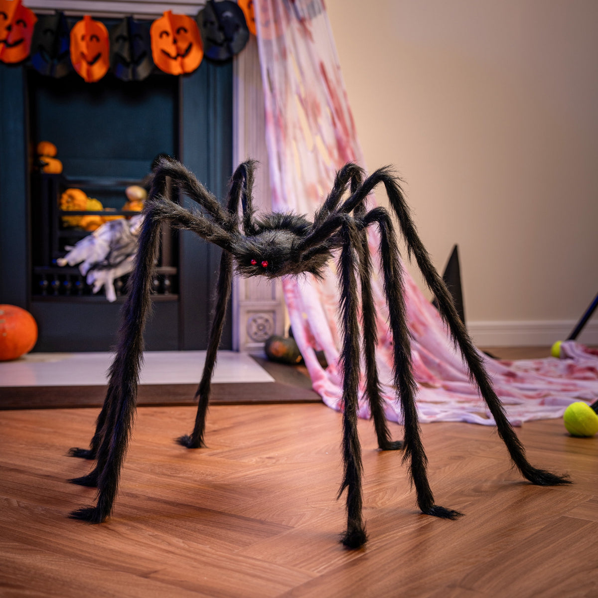 Joyfy 6 Packs Colorful Hairy Giant Spiders Halloween Decorations Outdoor,Multi-Size Outdoor Halloween Spider Decorations for Yard Lawn & Patio (30", 30", 20", 20", 12", 12")