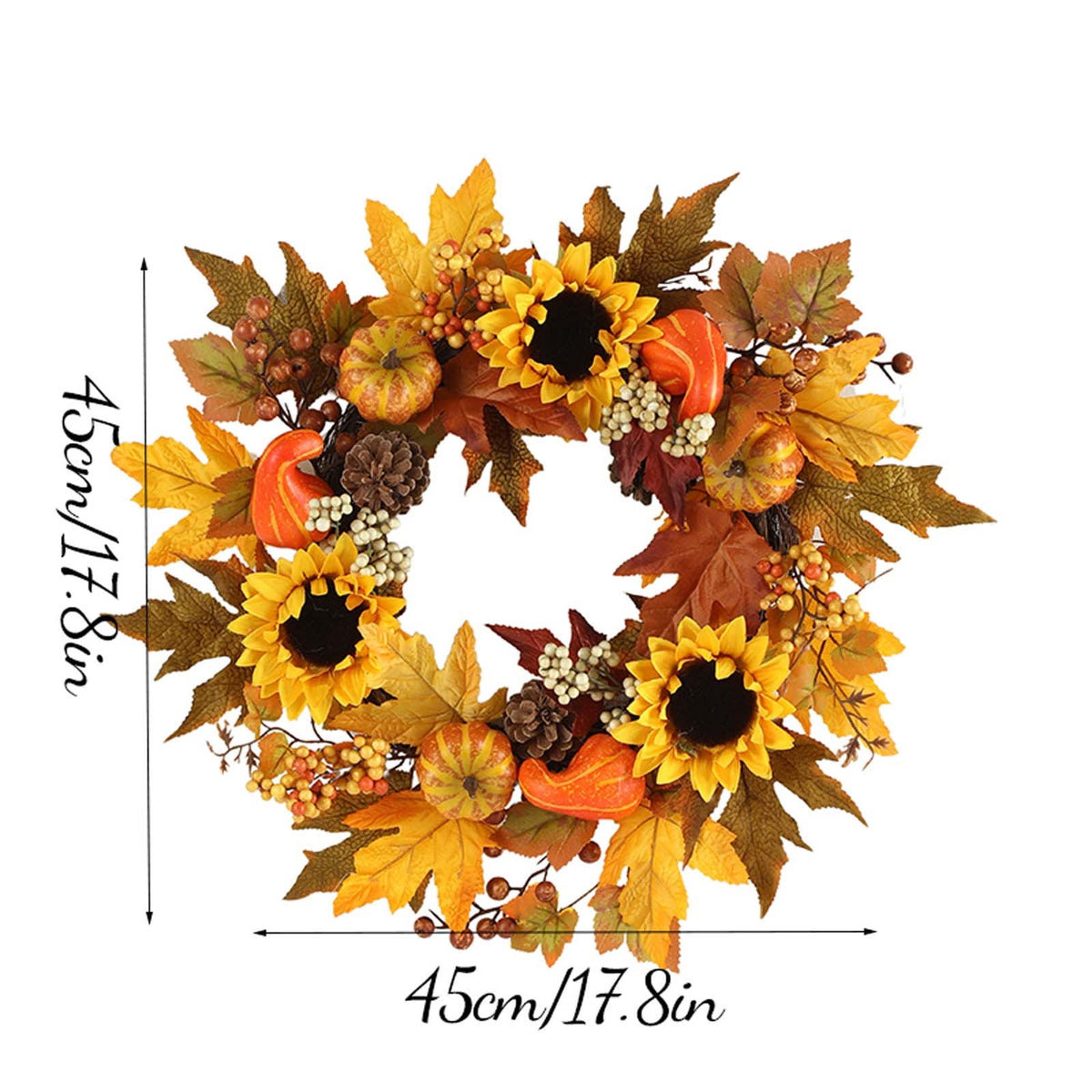 YIKA Halloween Decoration Fall Peony And Pumpkin Wreath Colorful Decorative Garland Home Decoration And Ornaments Suitable For Decoration In Multiple Scenarios F3Halloween Yard Decor