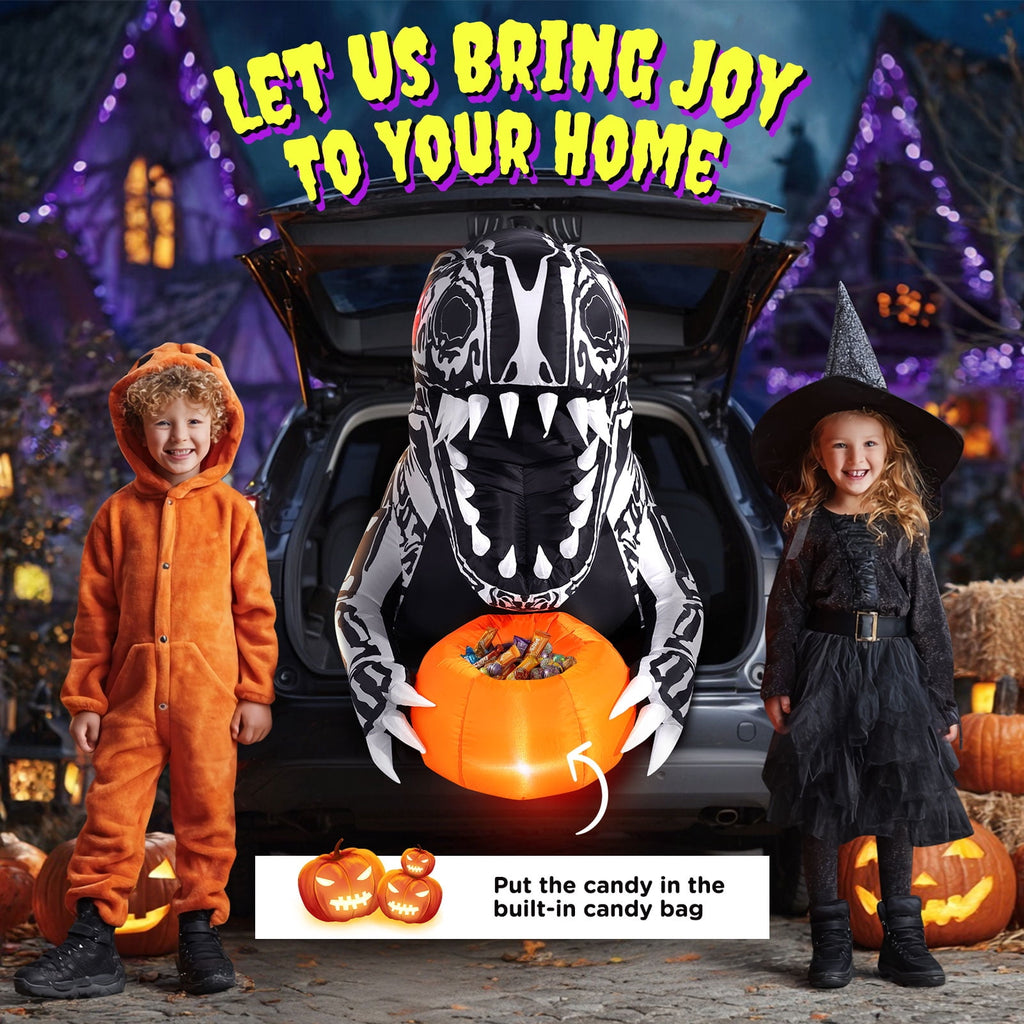 Ayieyill 7FT Halloween Inflatables Decorations Skeleton and Dog, Halloween Blow ups Yard Decorations Outdoor for Garden Lawn