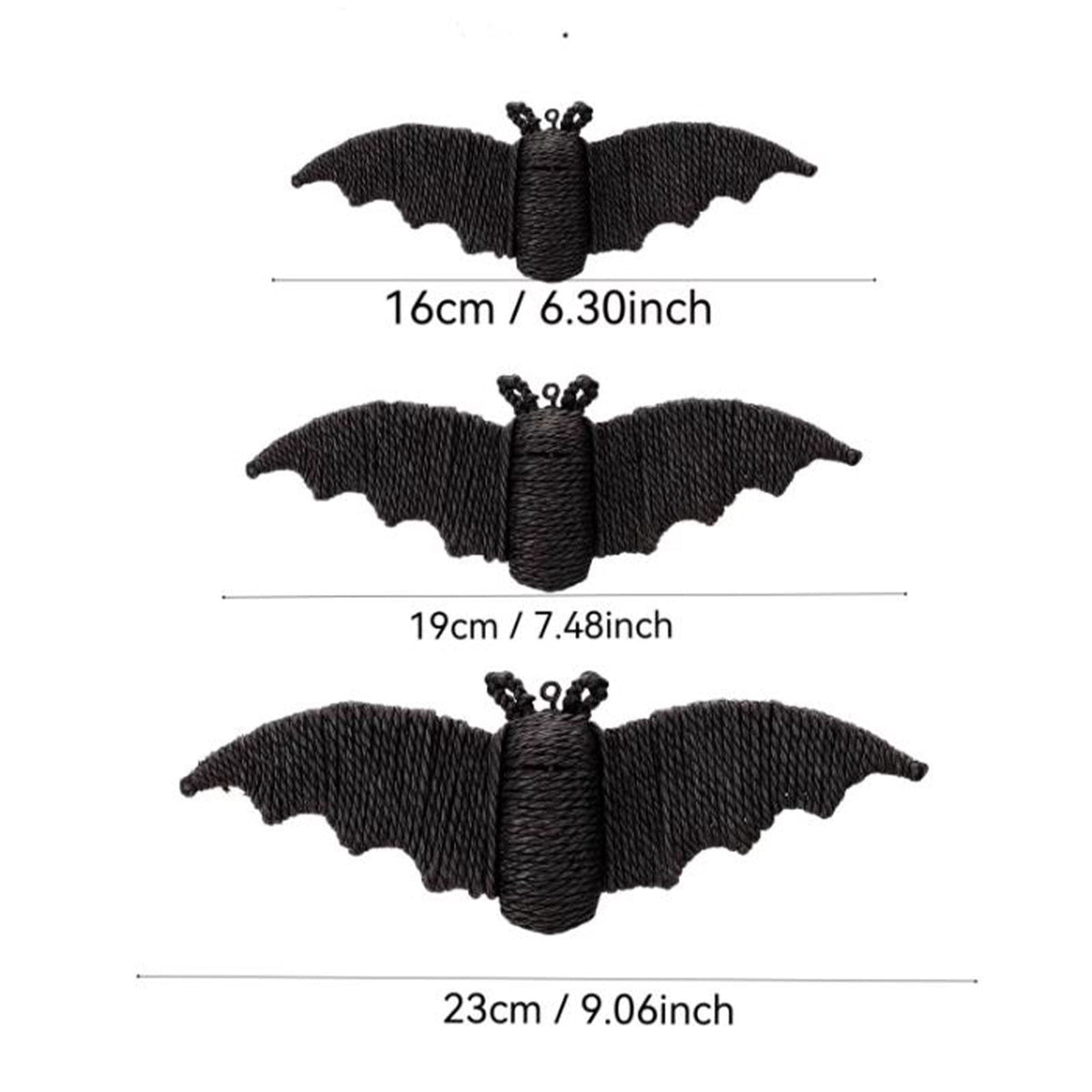 Black Rattan Wall Decoration, Halloween Wicker Bat Art, Indoor and Outdoor Festive Decor, Durable Plastic Material