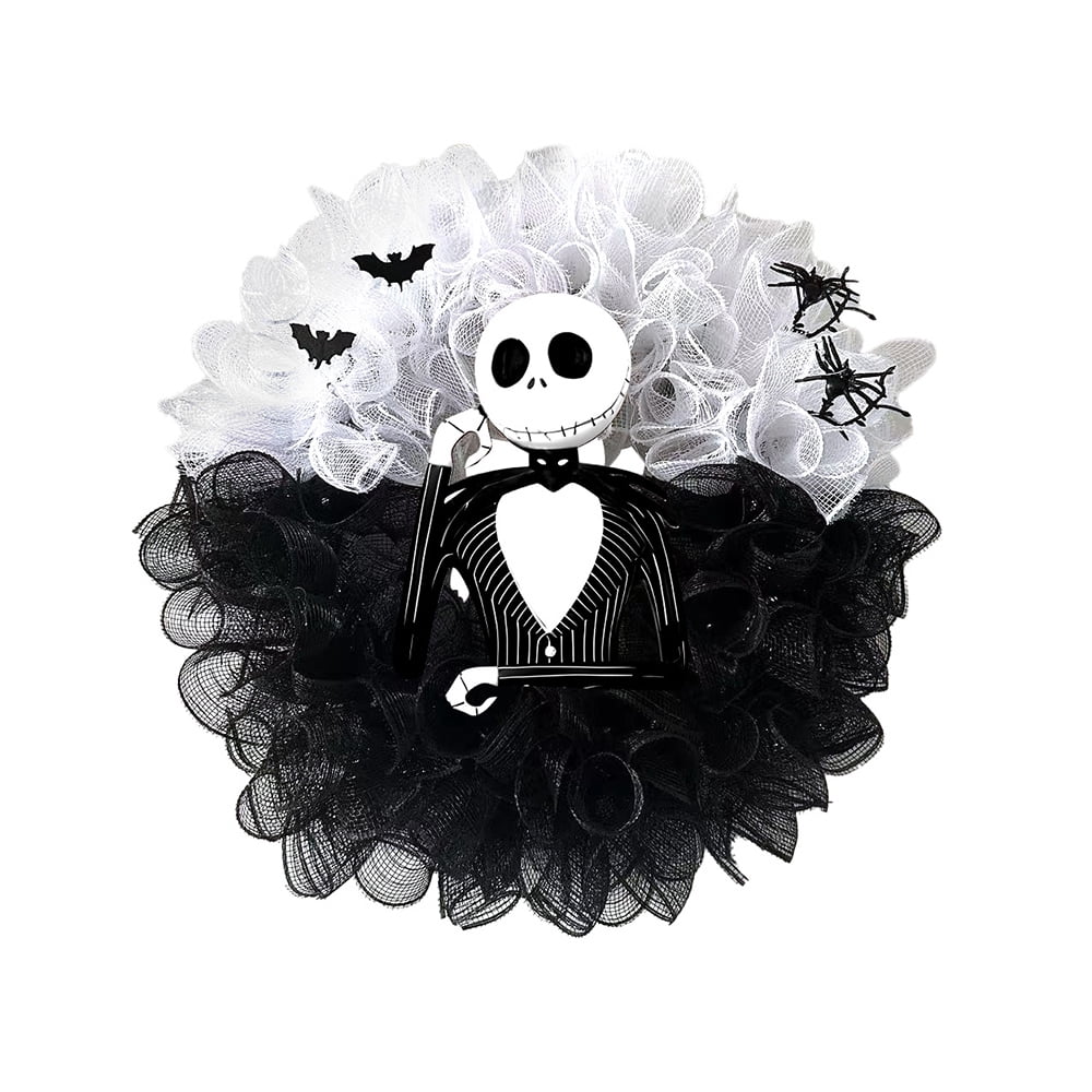 15.7" Halloween Party Skull Jack Wreath Horror Front Door Home Decor Garland Atmosphere Hanging Ring