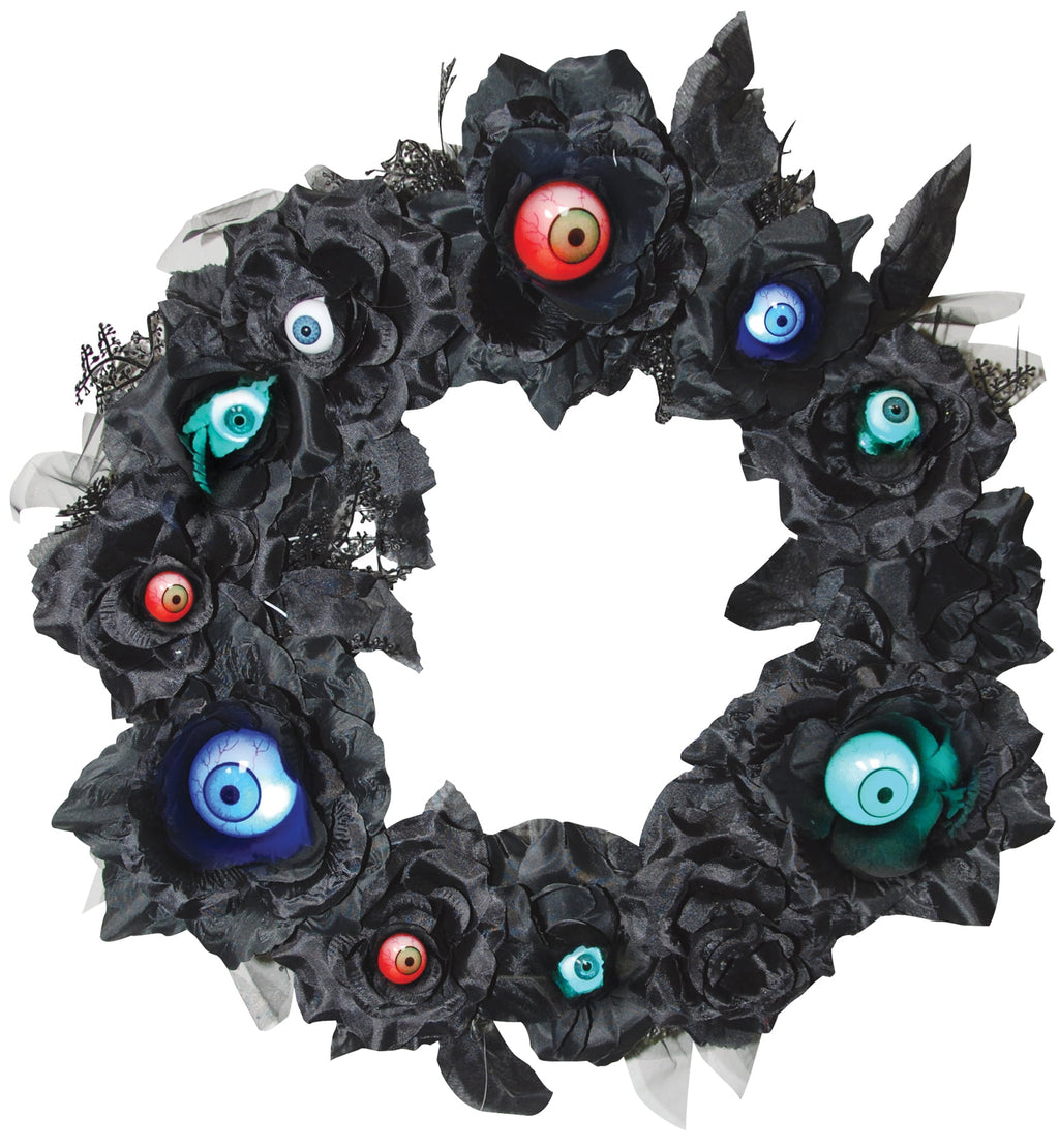Sunstar Door Wreath Gothic Eyeballs Light-Up Halloween Decoration - 15 in