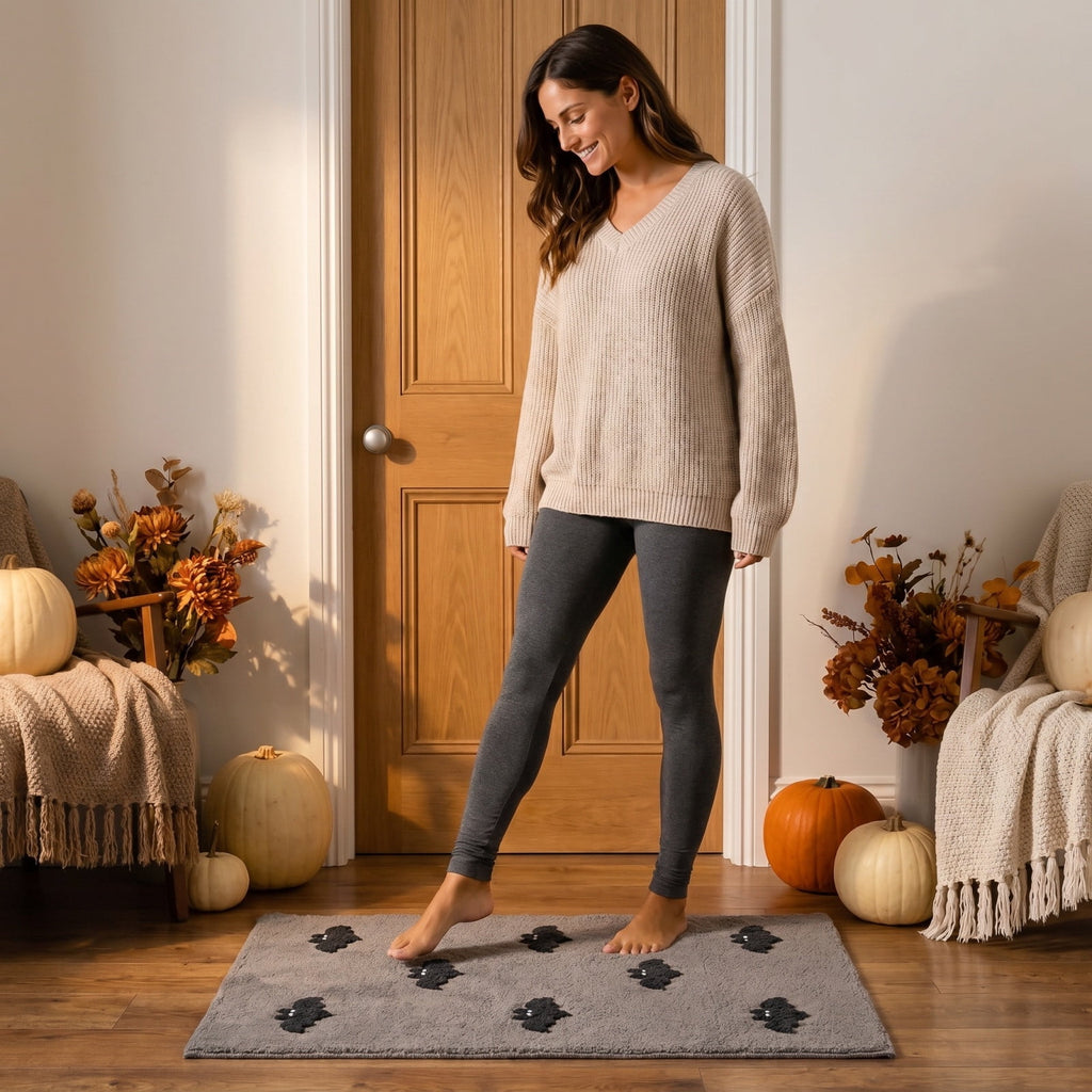 Halloween Thanksgiving Pumpkin Doormat 24x16 Inch, Simple Fall Farmhouse Entrance Mat for Front Porch Patio Home Decor