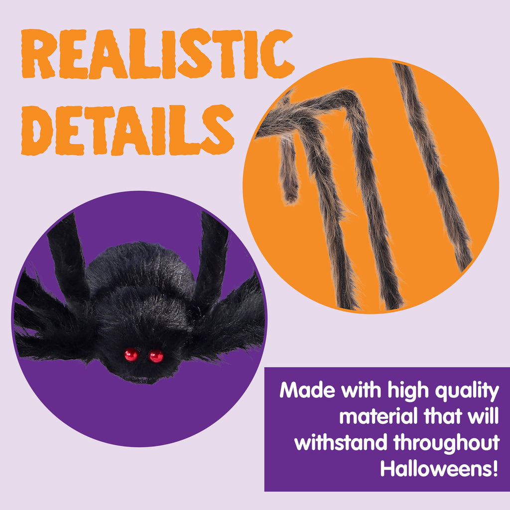 Joyfy 6 Packs Colorful Hairy Giant Spiders Halloween Decorations Outdoor,Multi-Size Outdoor Halloween Spider Decorations for Yard Lawn & Patio (30", 30", 20", 20", 12", 12")