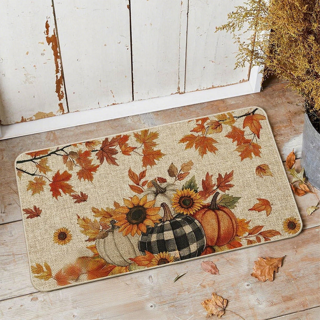 Halloween Door Mat Pumpkin Absorbent Skidproof Mat 23.62x15.35in Polyester Skidproof & Water Absorbent for Front Door Bathroom Kitchen Entryway Halloween Door Mat by MPOISVA