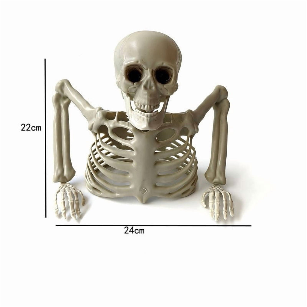 Halloween Ground Breaker Plastic Half Body Skeleton Decor Outdoor Yard Lawn, 8.66 × 9.45 in
