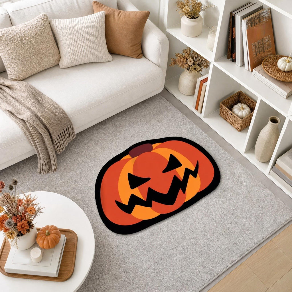 Halloween Door Mat Pumpkin Shaped Non-Absorbent Skidproof Mat 15.75x23.62in Polyester Skidproof & Weather Resistant for Front Door Porch Indoor Outdoor Halloween Door Mat by MPOISVA