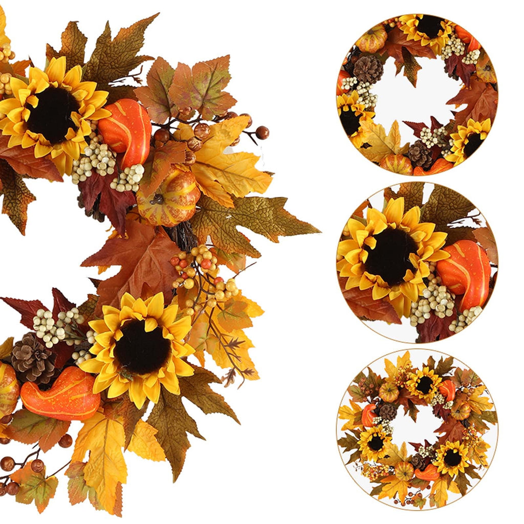 YIKA Halloween Decoration Fall Peony And Pumpkin Wreath Colorful Decorative Garland Home Decoration And Ornaments Suitable For Decoration In Multiple Scenarios F3Halloween Yard Decor