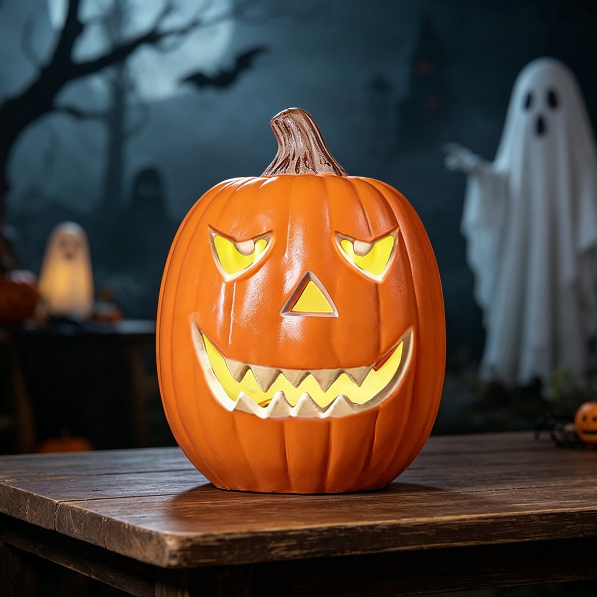 LEFXSMR Pumpkin Light, Glowing Large Plastic Pumpkin Decor with Led Lights, Waterproof Halloween Light for Yard Garden Outdoor Indoor Decor