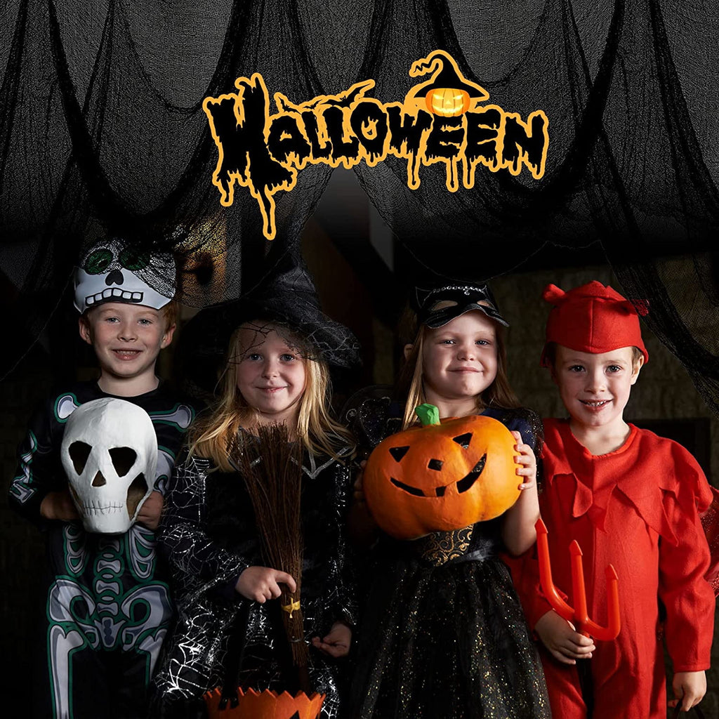 5 Pack Halloween Creepy Cloth 30×72 inch - Halloween Decorations Black Gauze - Creepy Spooky Halloween Fabric Cloth for House Yard Haunted House Halloween Party Indoor Outdoor Decorations
