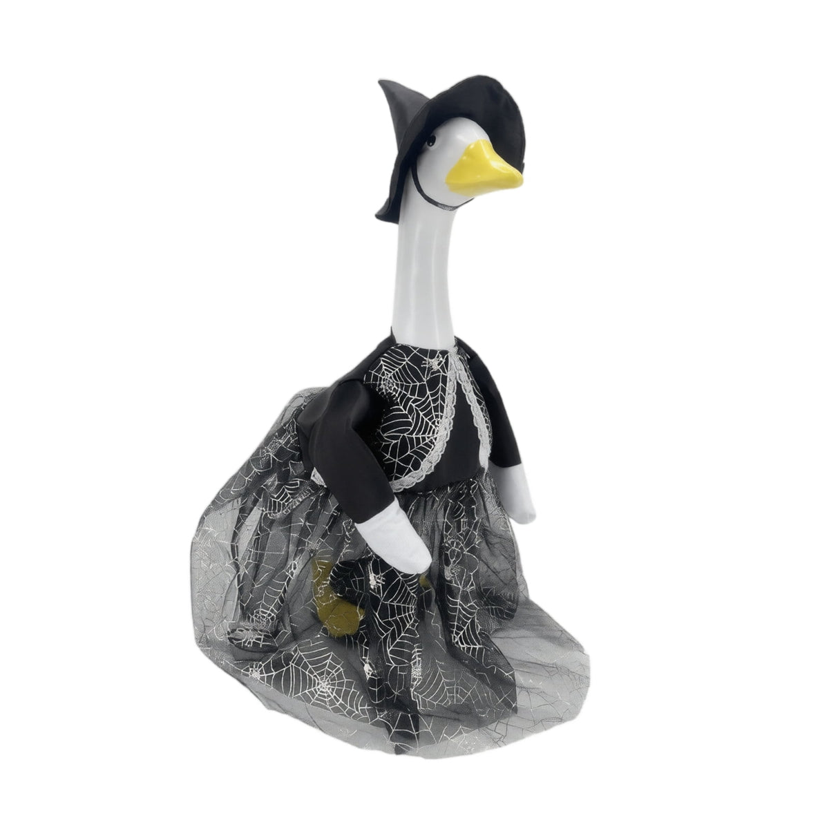 Halloween Garden Porch Decor, Porch Goose Outfits Halloween, 23 Inch Porch Goose Outfits, Witch Dress and Hat Set, Fits 23X11X26 Inch Standing Plush Goose for Front Porch Lawn