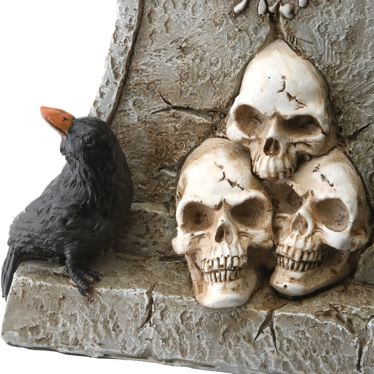 CC Christmas Decor 12" Black and Brown Tombstone with Skeleton Reaper Halloween Outdoor Decor