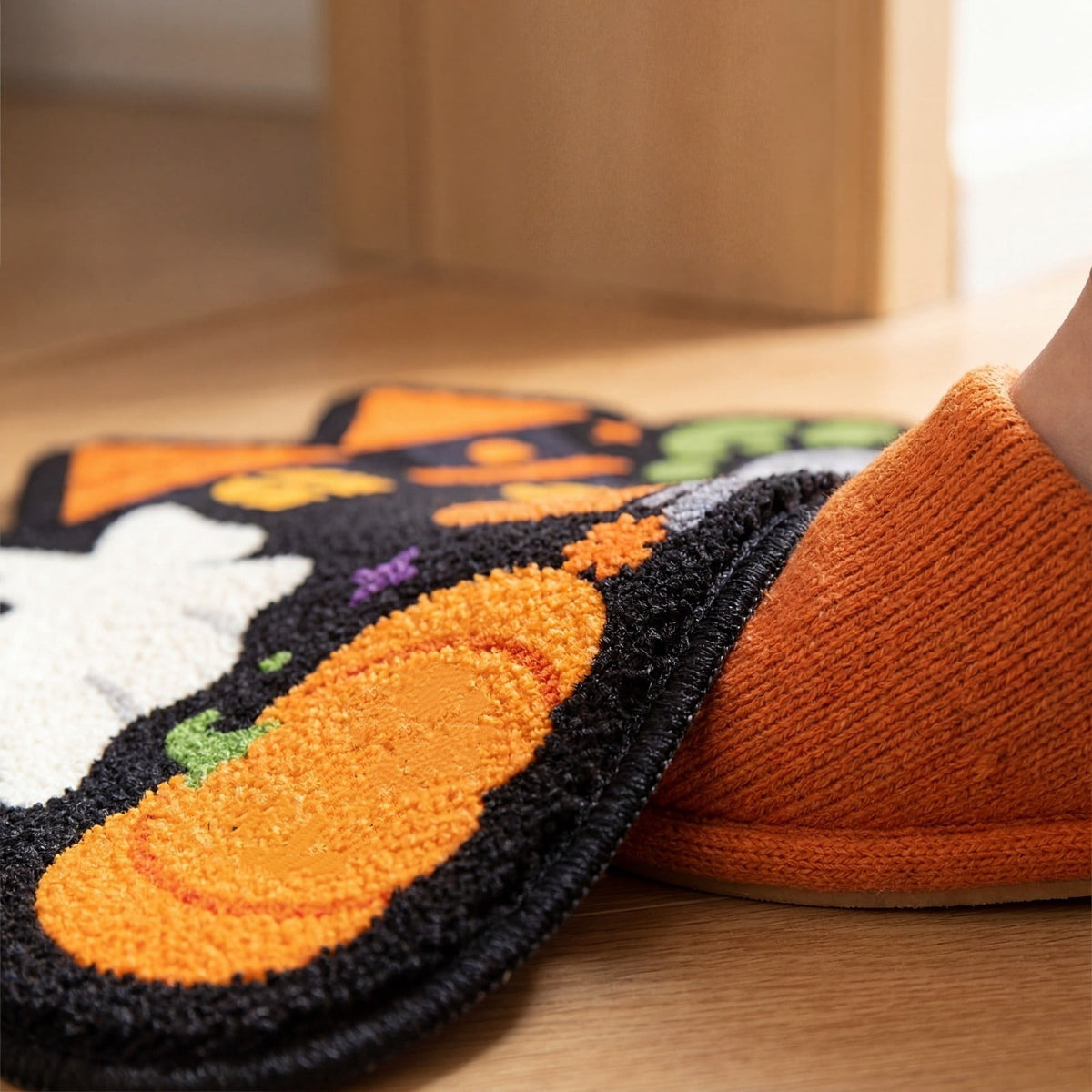 Halloween Door Mat Pumpkin Shaped Non-Absorbent Skidproof Mat 15.75x23.62in Polyester Skidproof & Weather Resistant for Front Door Porch Indoor Outdoor Halloween Door Mat by MPOISVA