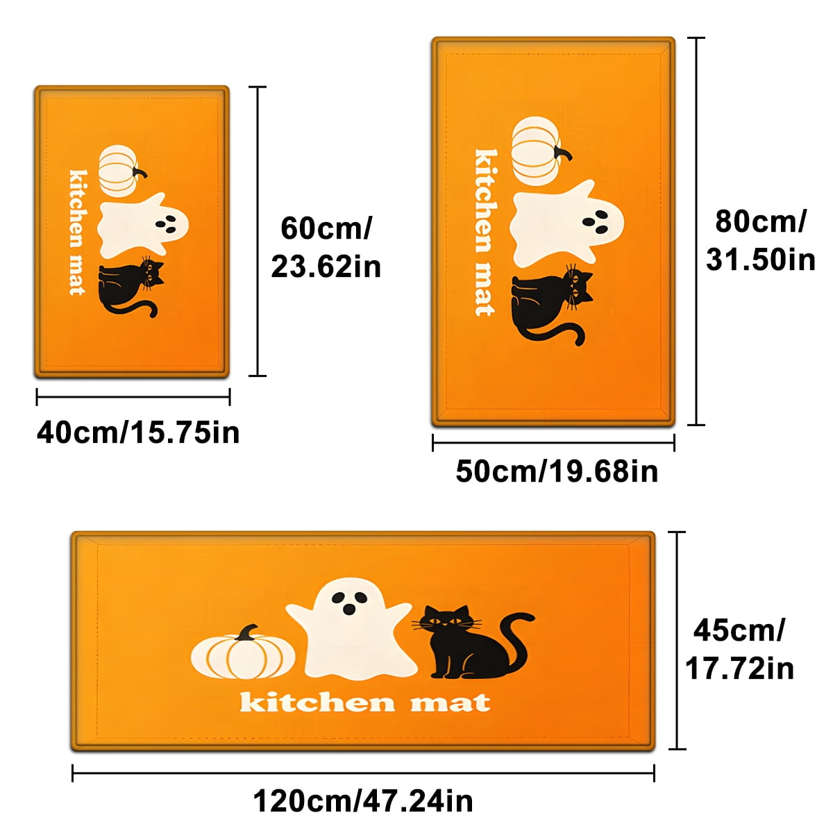 YIMEIS Halloween Orange Ghost Pumpkin Black Cat 1Pc Flannel Mat & Kitchen Rugs,Soft Non-slip,16''×24'' Inches,for Entryway Bathroom