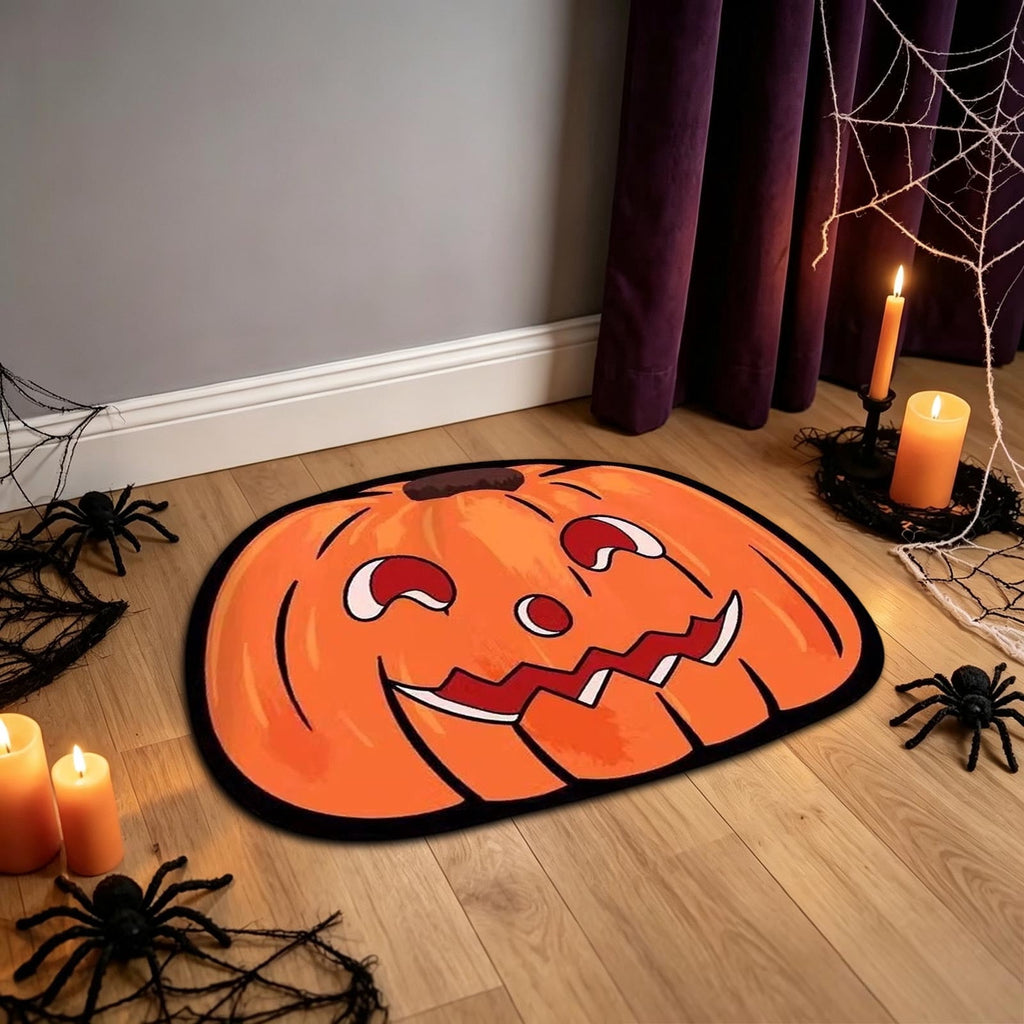 Halloween Door Mat Pumpkin Shaped Non-Absorbent Skidproof Mat 15.75x23.62in Polyester Skidproof & Weather Resistant for Front Door Porch Indoor Outdoor Halloween Door Mat by MPOISVA