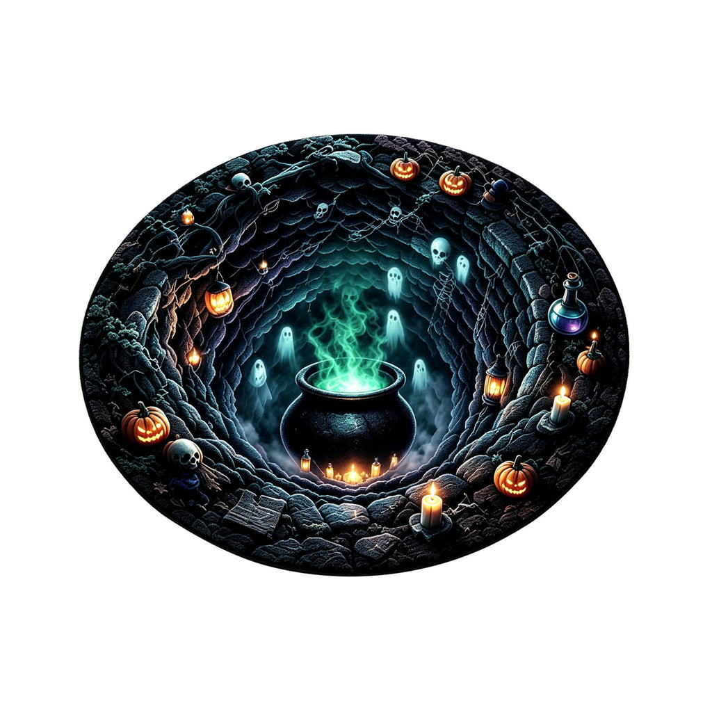 Win s Way 3D Illusion Round Halloween Rug Optical Illusion Doormat Non- Washable Entryway Decor Spooky Fall Front Door Mat for Party Decoration Available in 15.8/23.6/31.5 Inch