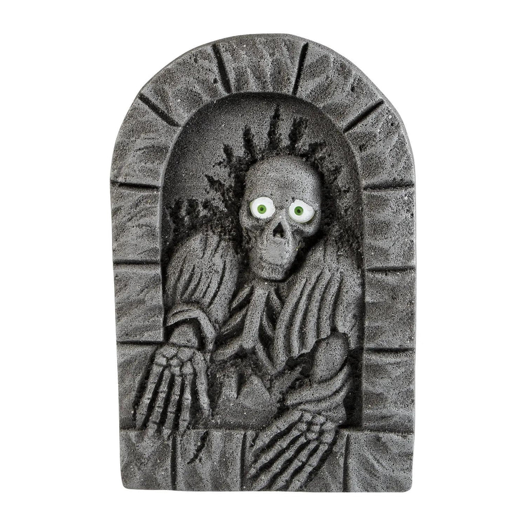 Morris Costumes 2 ft Gray Plastic Skeleton Tombstone with Moving Eyes Decoration - Gray