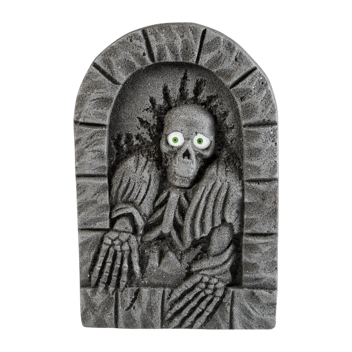 Morris Costumes 2 ft Gray Plastic Skeleton Tombstone with Moving Eyes Decoration - Gray