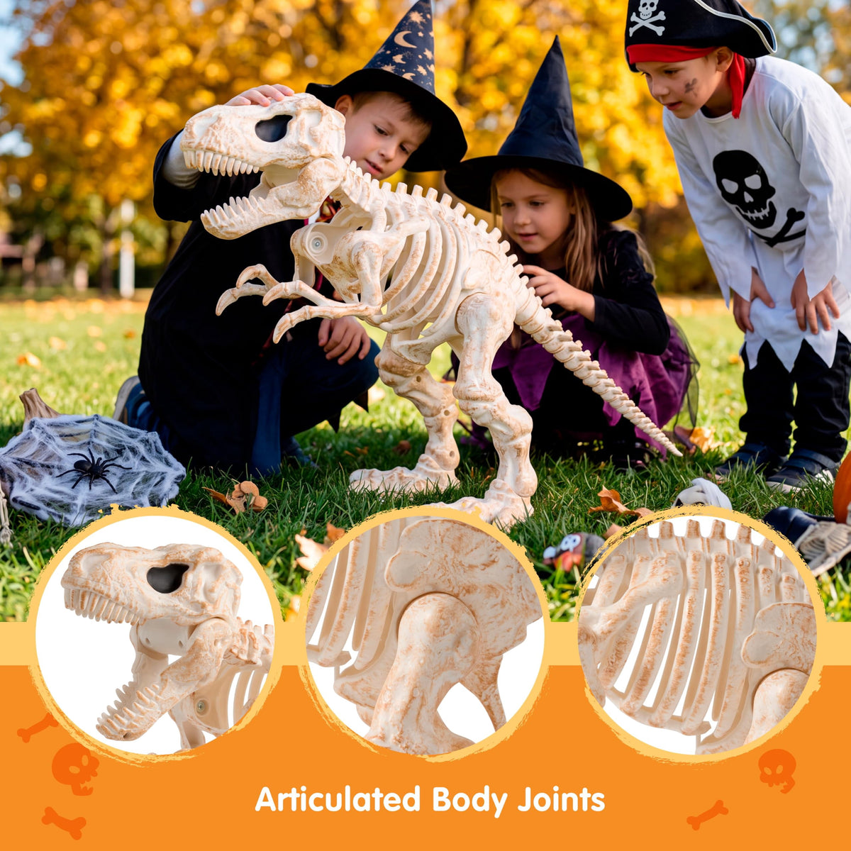 Joyfy 2 Pcs Duck Skeleton Halloween Decoration,4.5 Inch Posable Plastic Animals Halloween Skeleton for Indoor Outdoor Halloween Decorations,Haunted House Party Props