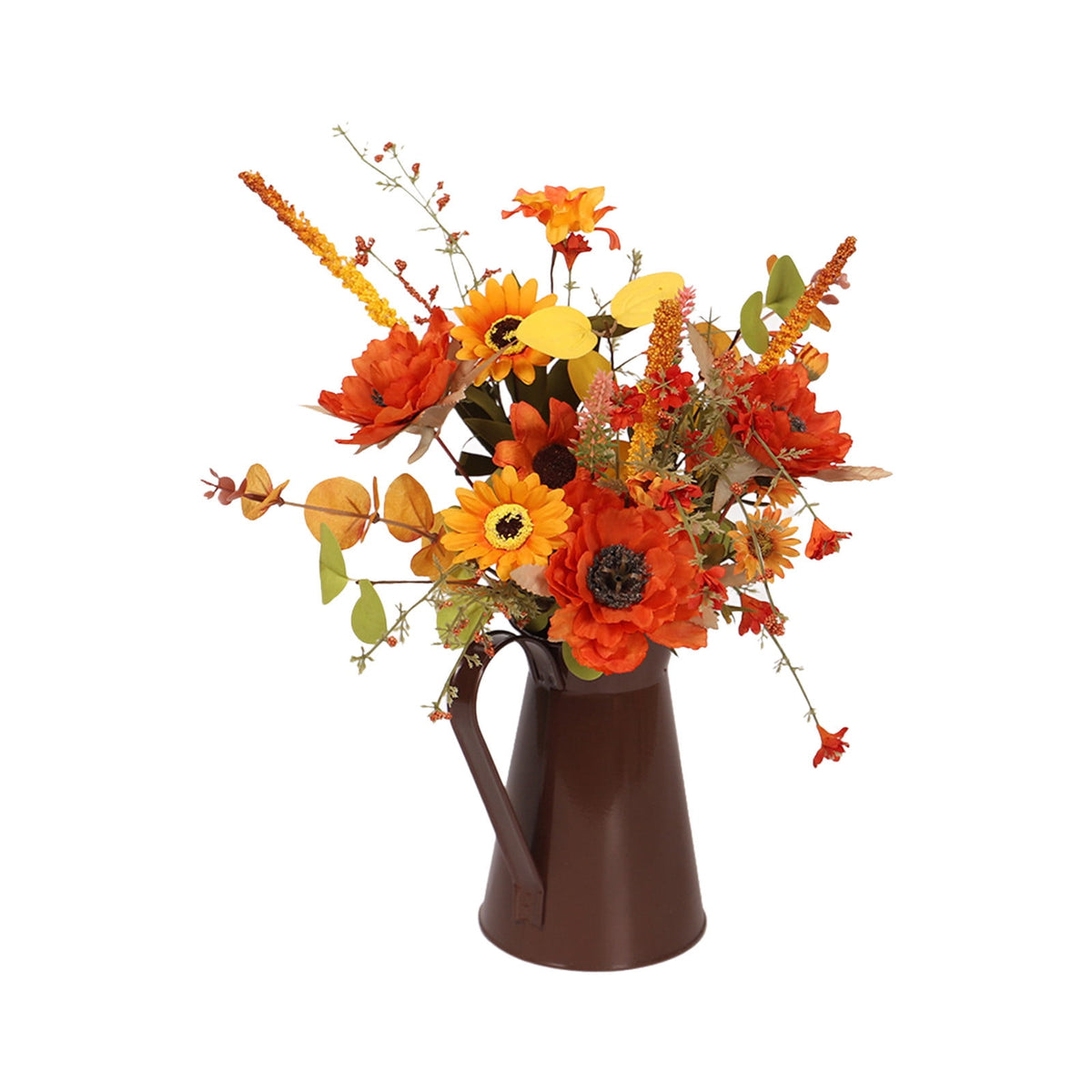 Light Up Sunflower Bouquet Decor - Battery Operated Floral Arrangement Halloween Thanksgiving Table Centerpiece Iron Vase Seasonal Home Gift(A-Not With Lame)