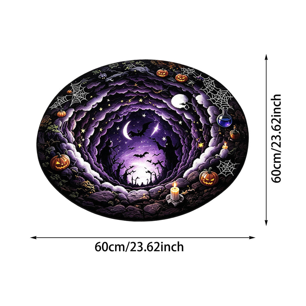 Win s Way 3D Illusion Round Halloween Rug Optical Illusion Doormat Non- Washable Entryway Decor Spooky Fall Front Door Mat for Party Decoration Available in 15.8/23.6/31.5 Inch