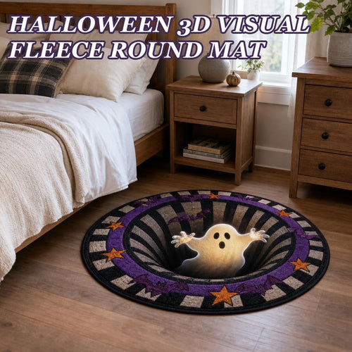3D Illusion Halloween Round Mat, Halloween Optical Rug Home Decor