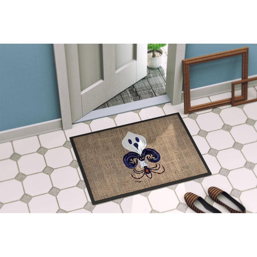 Halloween Ghost Spider Bat Fleur de lis Doormat 18x27