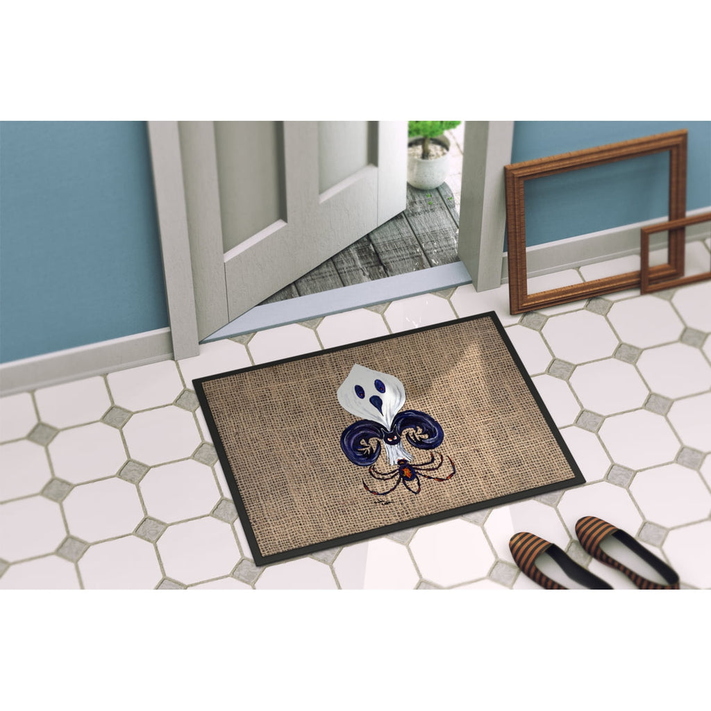 Halloween Ghost Spider Bat Fleur de lis Doormat 18x27