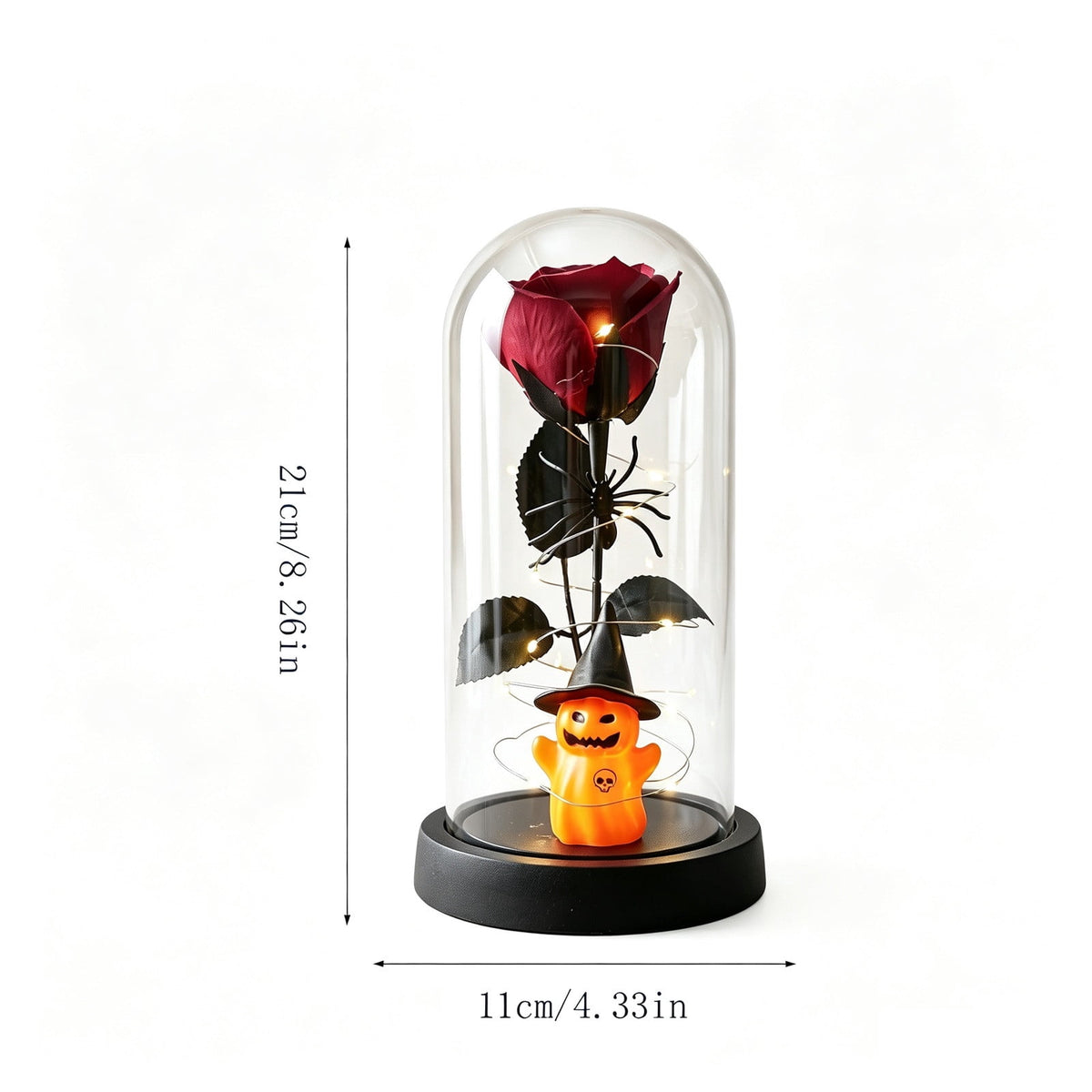 Orangide Halloween Ghost Cloche Night Light Fabric Ghost Lamp with Glass Dome for Mantel Shelf Spooky Party and Home Decor Ornament