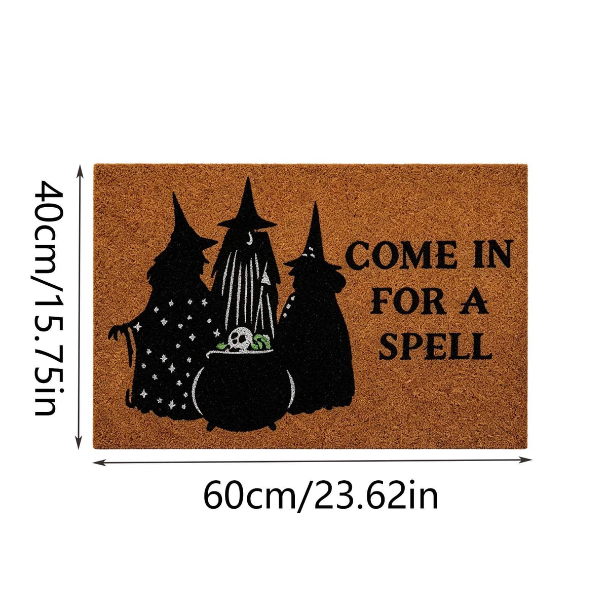 Halloween Pumpkin Crow Coir Doormat 23.6x15.7 Inch Fall Front Porch Welcome Mat Non Slip Seasonal Entryway Decor for Home Indoor Outdoor Display