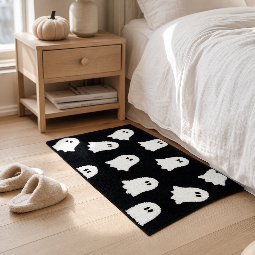 Fllostpr Halloween Pumpkin & Crow Welcome Doormat for Front Door, Non-Slip Vintage Brown Coir Floor Mat for Outdoor Porch Entryway Decor,16x24 Inch