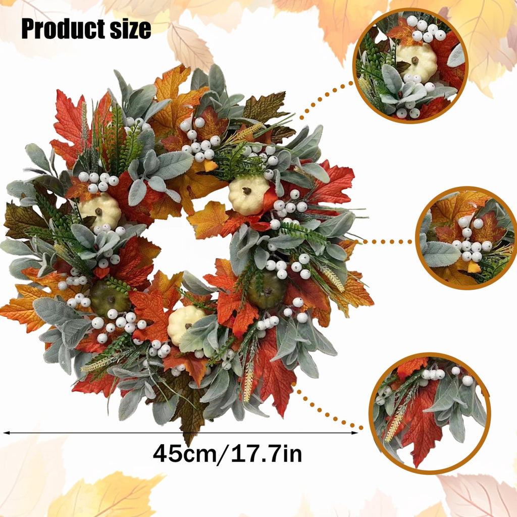 Halloween Artificial Maple Leaf Pumpkin Vine with LED Lights 67-71 Inch Lighted Fall Foliage Garland for Home Halloween Holiday Party Decor