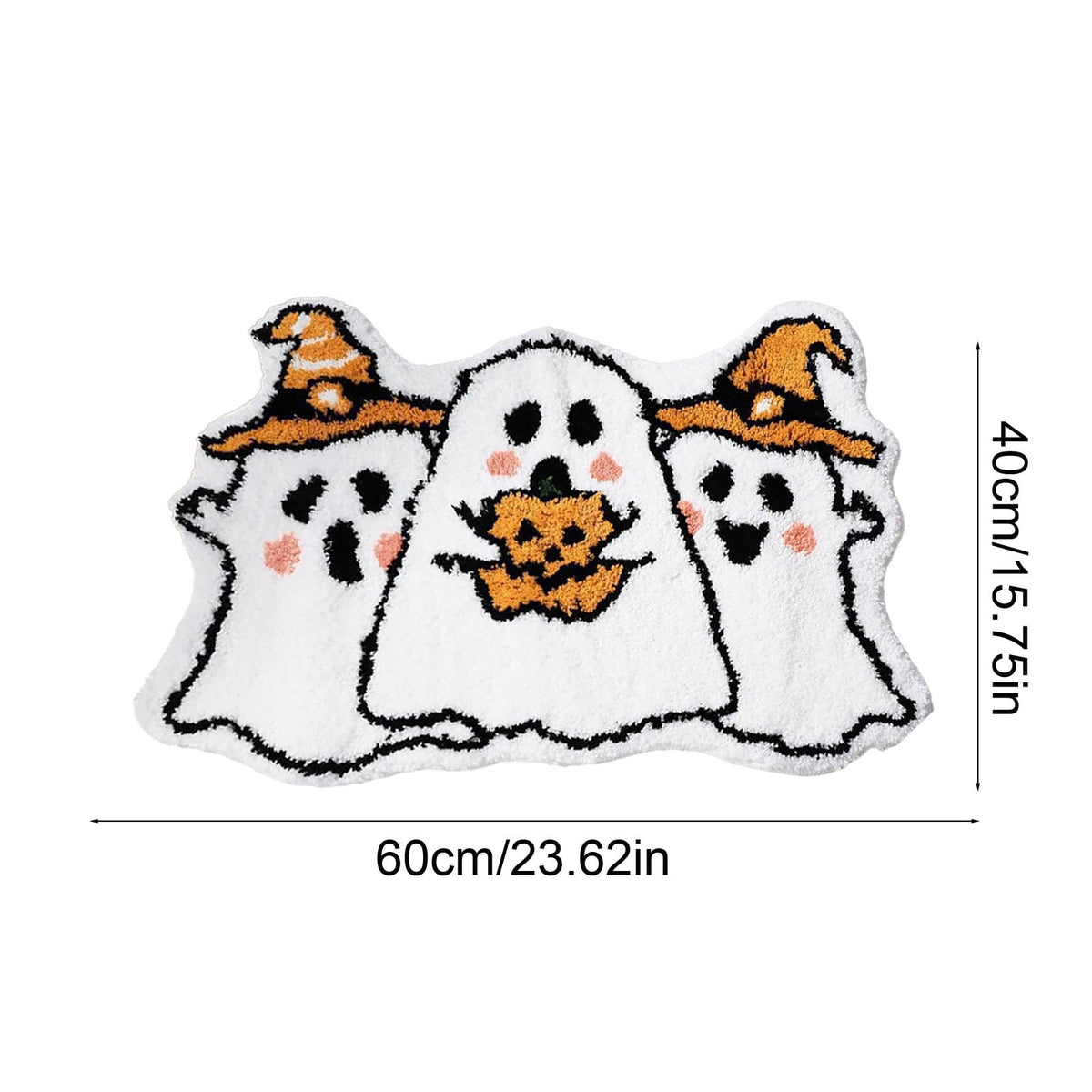 Halloween Bath Mat Ghost Multicolor Irregular Mat 27.56x17.72in Polyester Skidproof & Absorbent for Bathroom Entryway Living Room Halloween Door Mat by MPOISVA