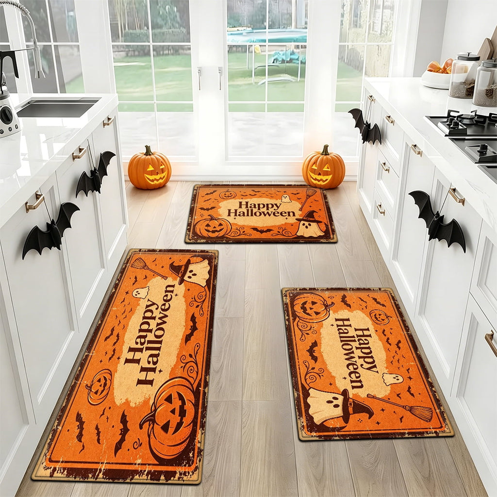 YIMEIS Halloween Orange Pumpkin Lantern Soft Non-slip 1Pc Flannel Mat and Kitchen Rugs,16''x24'',for Bathroom Entryway Bedroom